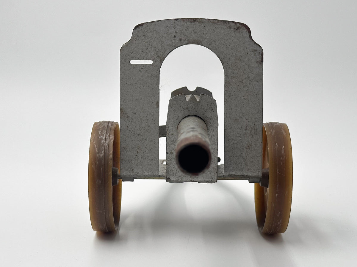 Vintage Soviet Pressed Tin Mechanical Toy Shooting Cannon USSR 1970s | Spring Loaded Artillery Model