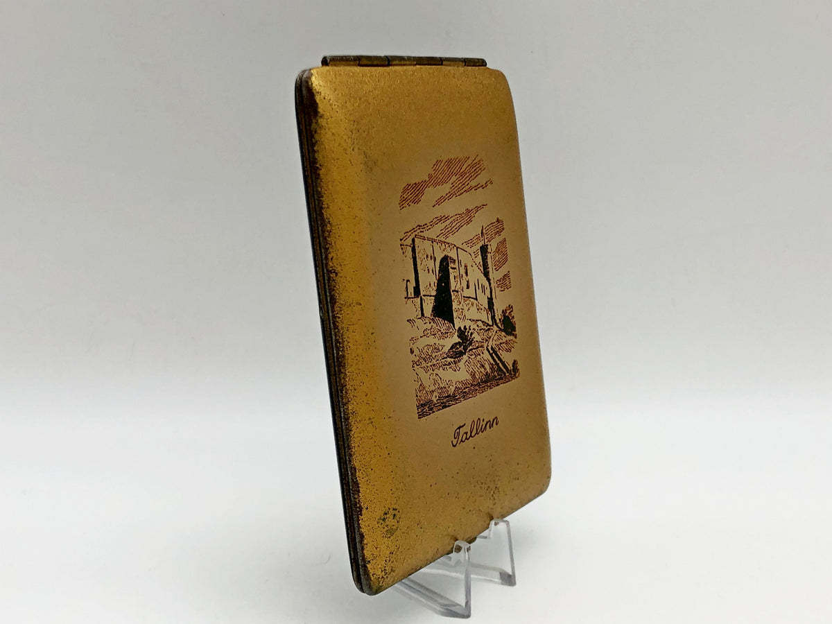 Vintage Tallinn City Views Cigarette Case | Estonian SSR Gold Tone Pocket Box Soviet Tobacciana USSR