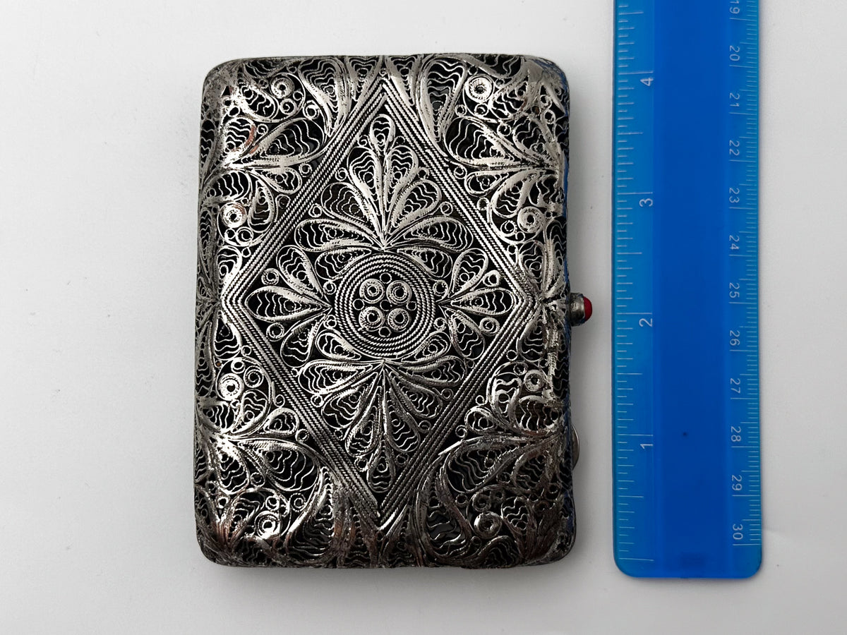 Cigarette Case Kazakovskaya Filigree Vintage | Antique Silver Plated Openwork Tobacciana USSR