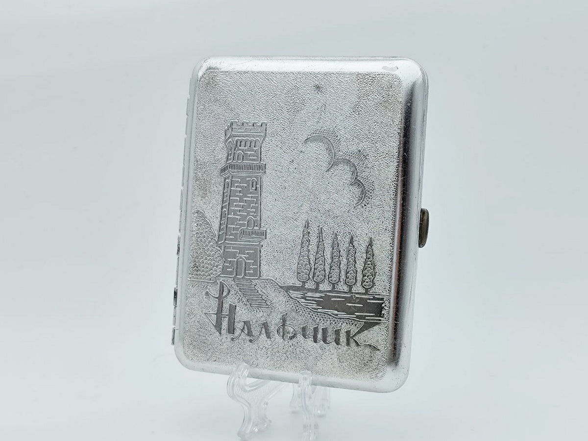 Vintage Nalchik Observation Tower Cigarette Case | Caucasus Soviet Landmark Pocket Box Tobacciana USSR