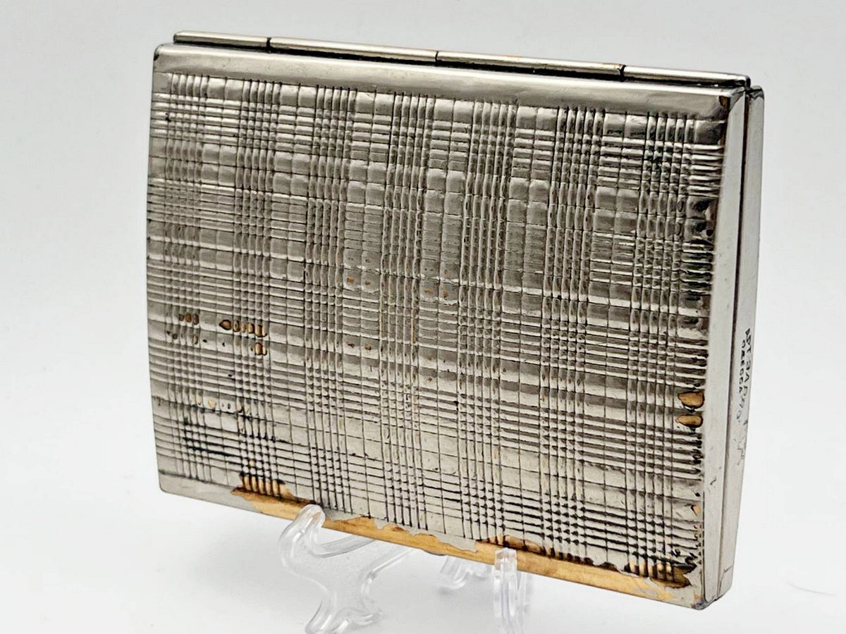 Vintage Tartan Plaid Guilloche Soviet Cigarette Case | Rare Artel Zarya Odessa USSR Metal Tobacciana