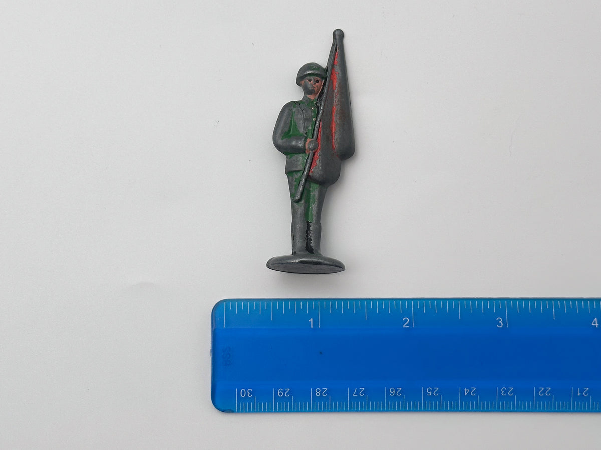 Vintage Soviet Metal Toy Soldiers "Stolbiki" Green Lot | USSR Cast Figures Parade Set of 7