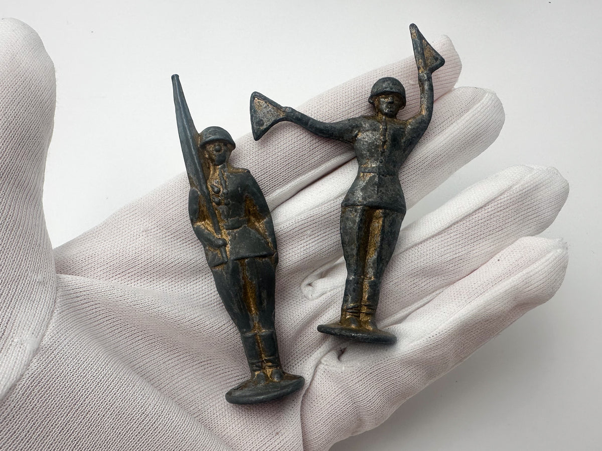 Vintage Soviet Metal Toy Soldiers "Stolbiki" Parade Lot | USSR Cast Figures Set of 15