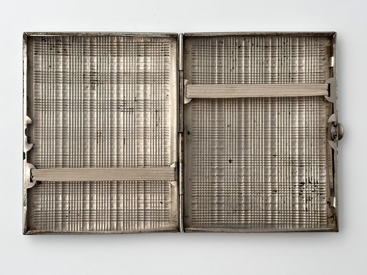 Vintage Art Deco Plaid Grid Cigarette Case | Odessa Sanitas Artel Pocket Box Soviet Tobacciana USSR