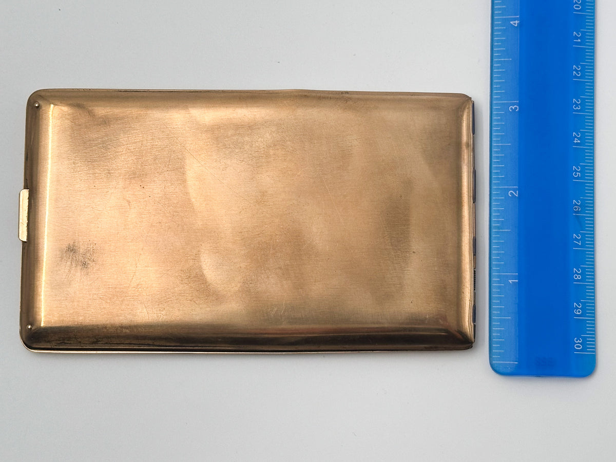 Cigarette Case Kaj Engraved Vintage Gold Tone | Elgin American Mid Century Tobacciana USA