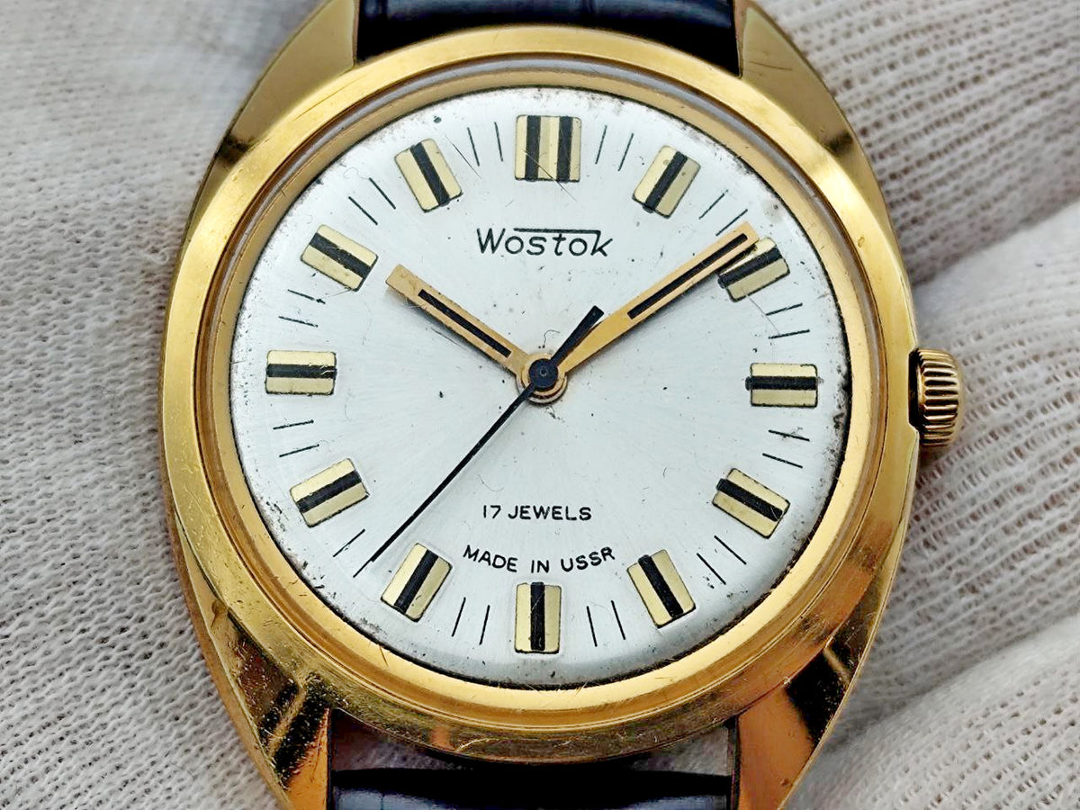 Vintage WOSTOK 2409 AU 10 Gilt Soviet Mechanical Wristwatch | Vostok USSR Watch