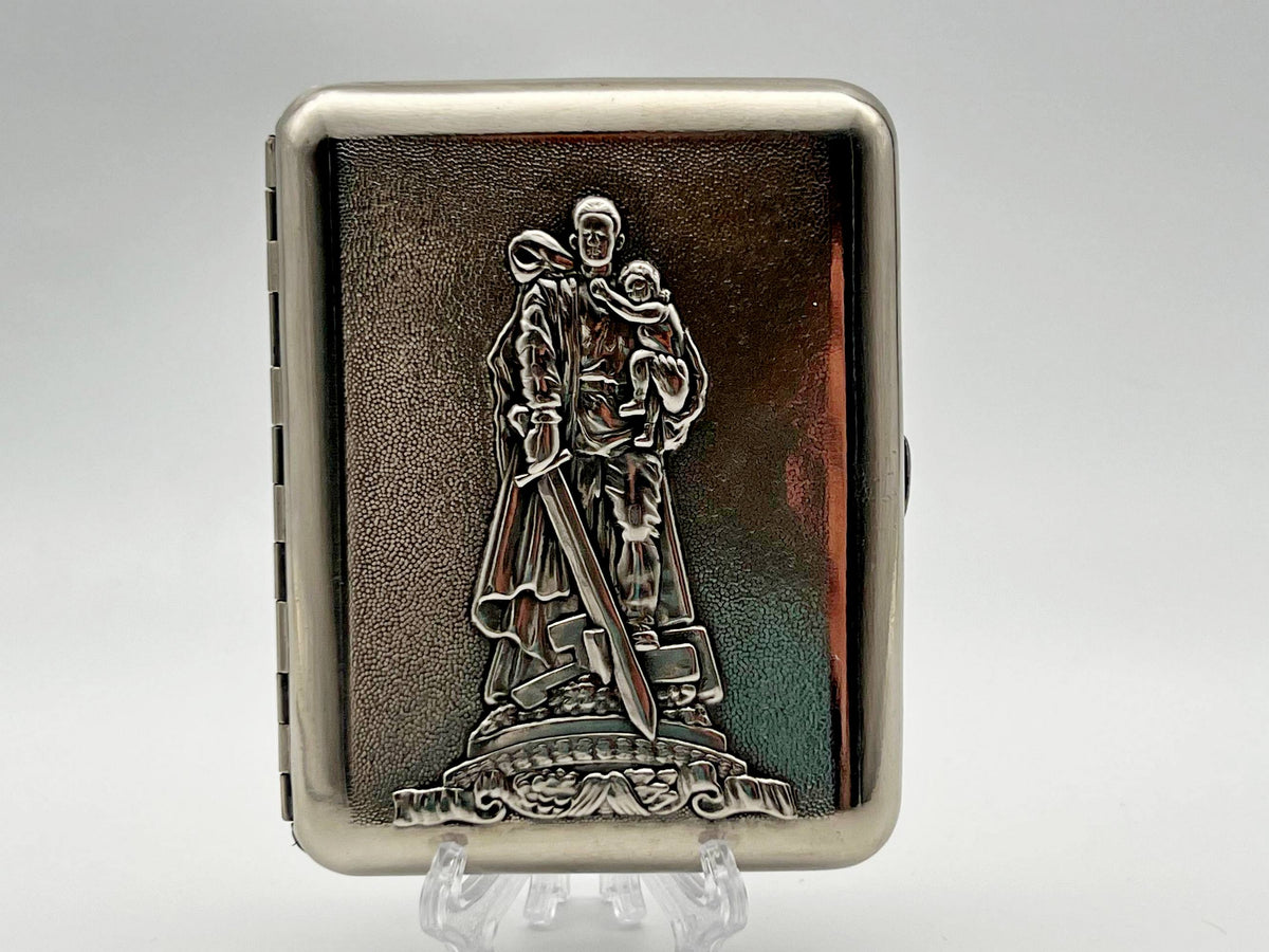 Vintage Soviet Warrior Liberator Cigarette Case | Treptower Park Monument Pocket Box Tobacciana USSR