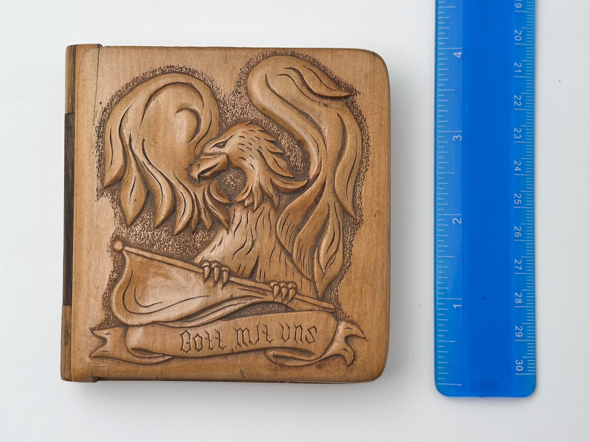 Cigarette Case German Eagle Carved Wood | Gott Mit Uns Trench Art Souvenir Tobacciana