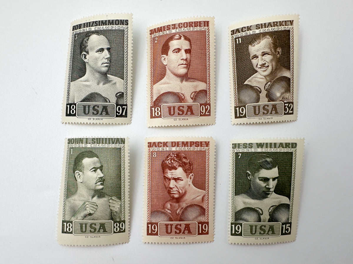 intage World Heavyweight Boxing Champions Cinderella Stamps | Muhammad Ali Joe Louis Joe Frazier Rocky Marciano Set of 23 MH