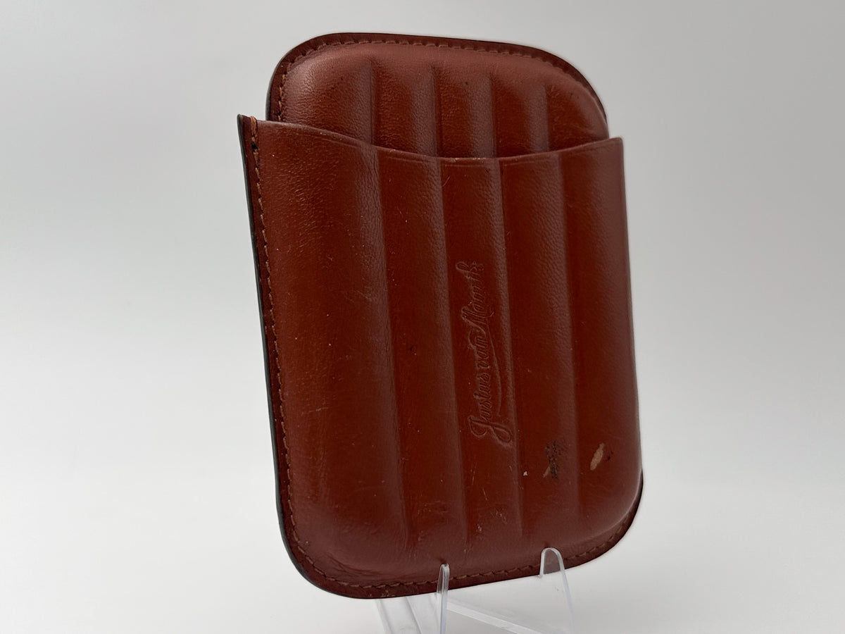 Cigar Case Justus van Maurik Vintage Brown Leather | Telescopic Pocket Cigarillo Holder Tobacciana Dutch