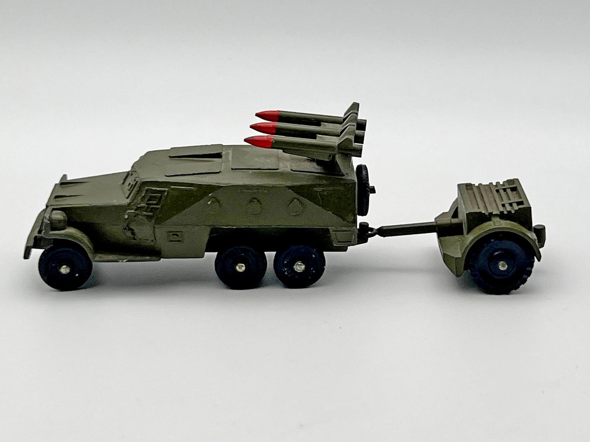 Vintage Soviet Diecast BTR-152 Anti-Tank Rocket Launcher Vehicle with Trailer Toy USSR 1980s | Tula Cartridge Works TPZ