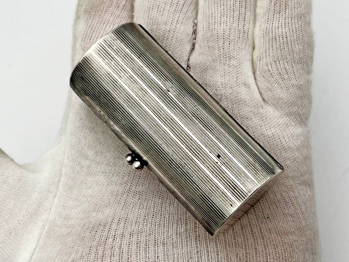 Vintage Silver Plated Mouthpiece Case | Cylindrical Lipstick Cigarette Holder Box Western European Tobacciana