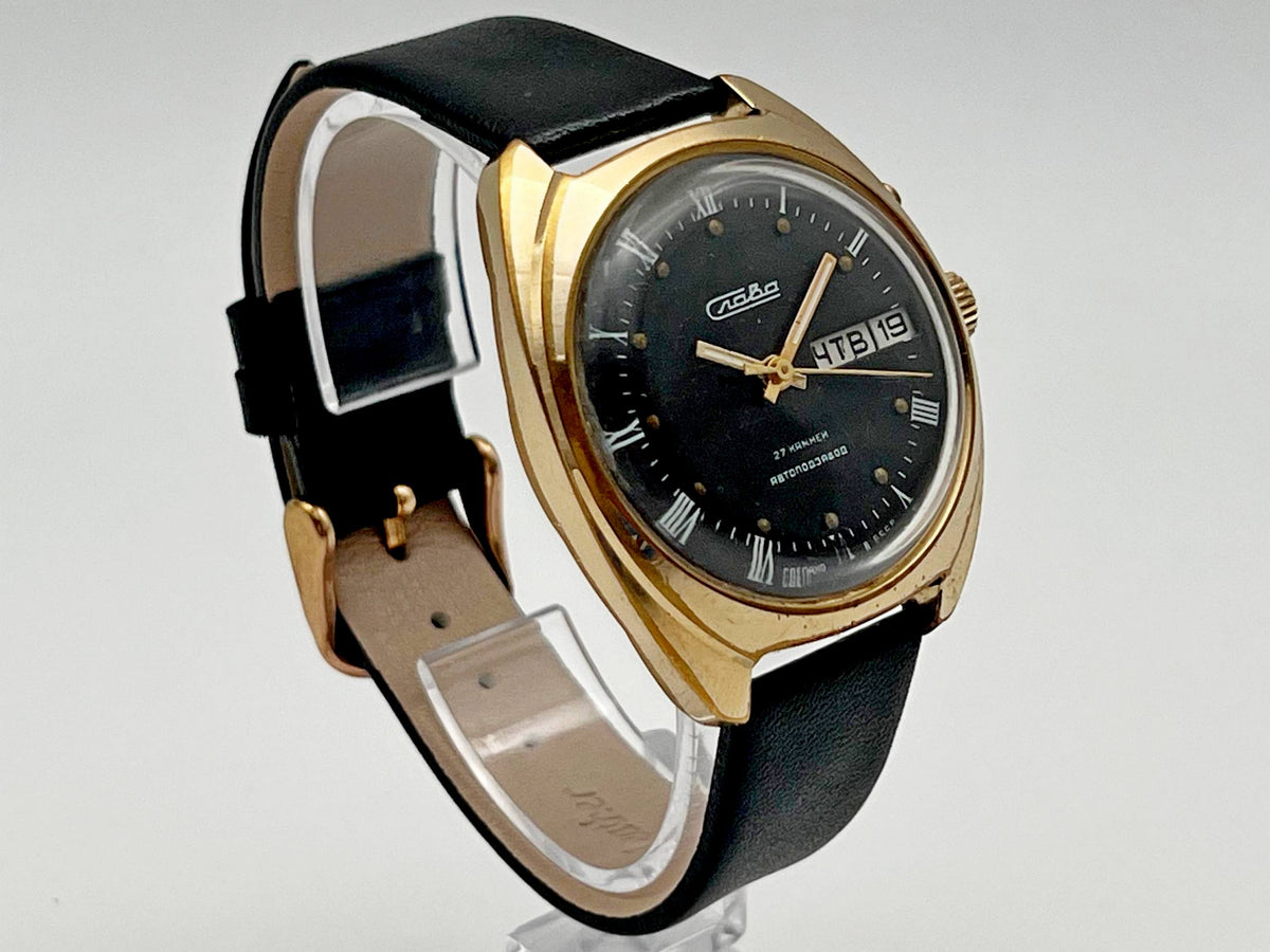 Vintage SLAVA 2427 AU Self-Winding Soviet Mechanical Watch | Gilding  Wristwatch USSR Watch