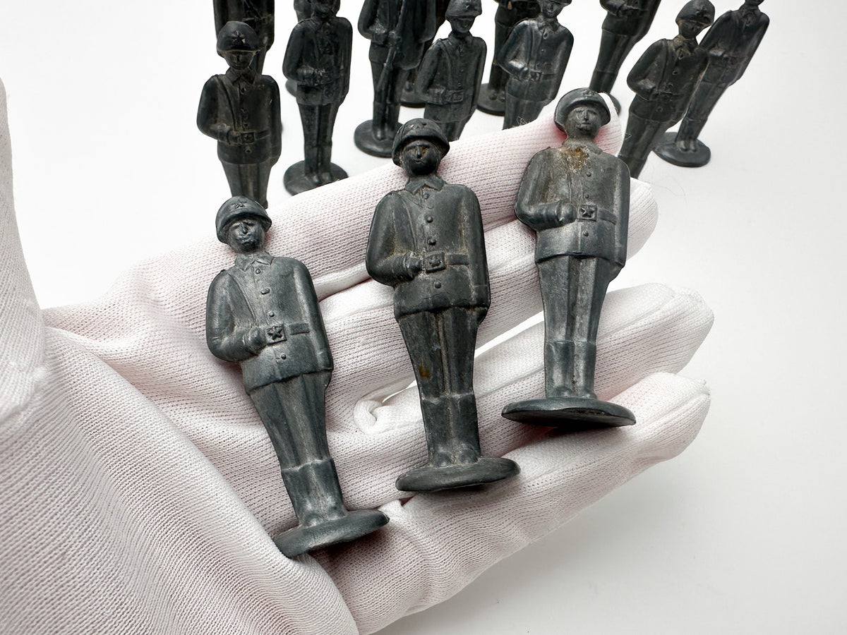 Vintage Soviet Metal Toy Soldiers "Stolbiki" Army Lot | USSR Cast Figures Parade Set of 15