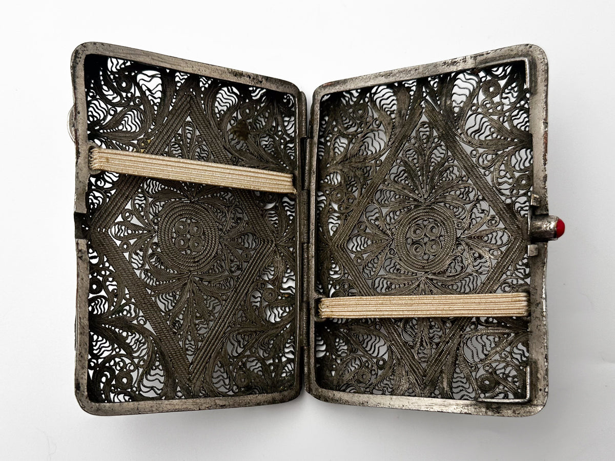 Cigarette Case Kazakovskaya Filigree Vintage | Antique Silver Plated Openwork Tobacciana USSR