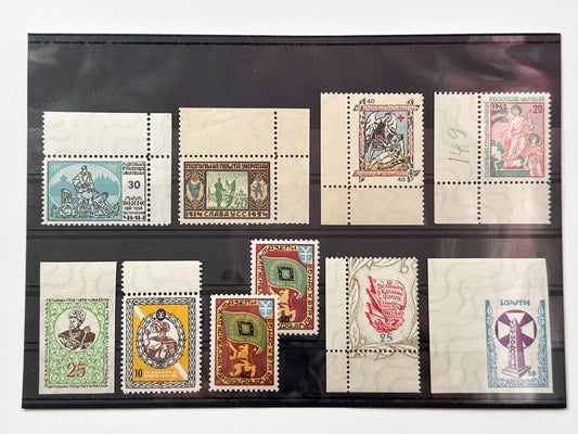 1940–1960s Underground Post of Ukraine Stamps Collection | Vintage OUN PPIU Hetman Mazepa & Kruty Set of 10 MH