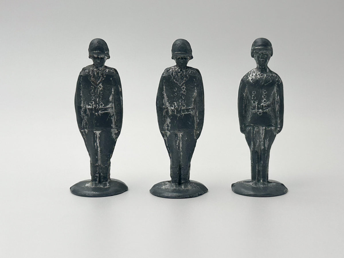 Vintage Soviet Metal Toy Soldiers "Stolbiki" Trio | USSR Zamak Cast Figures BAZ