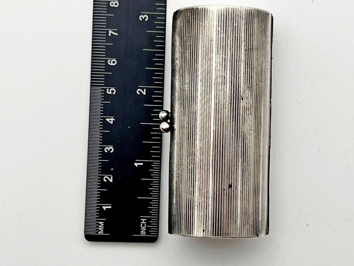 Vintage Silver Plated Mouthpiece Case | Cylindrical Lipstick Cigarette Holder Box Western European Tobacciana