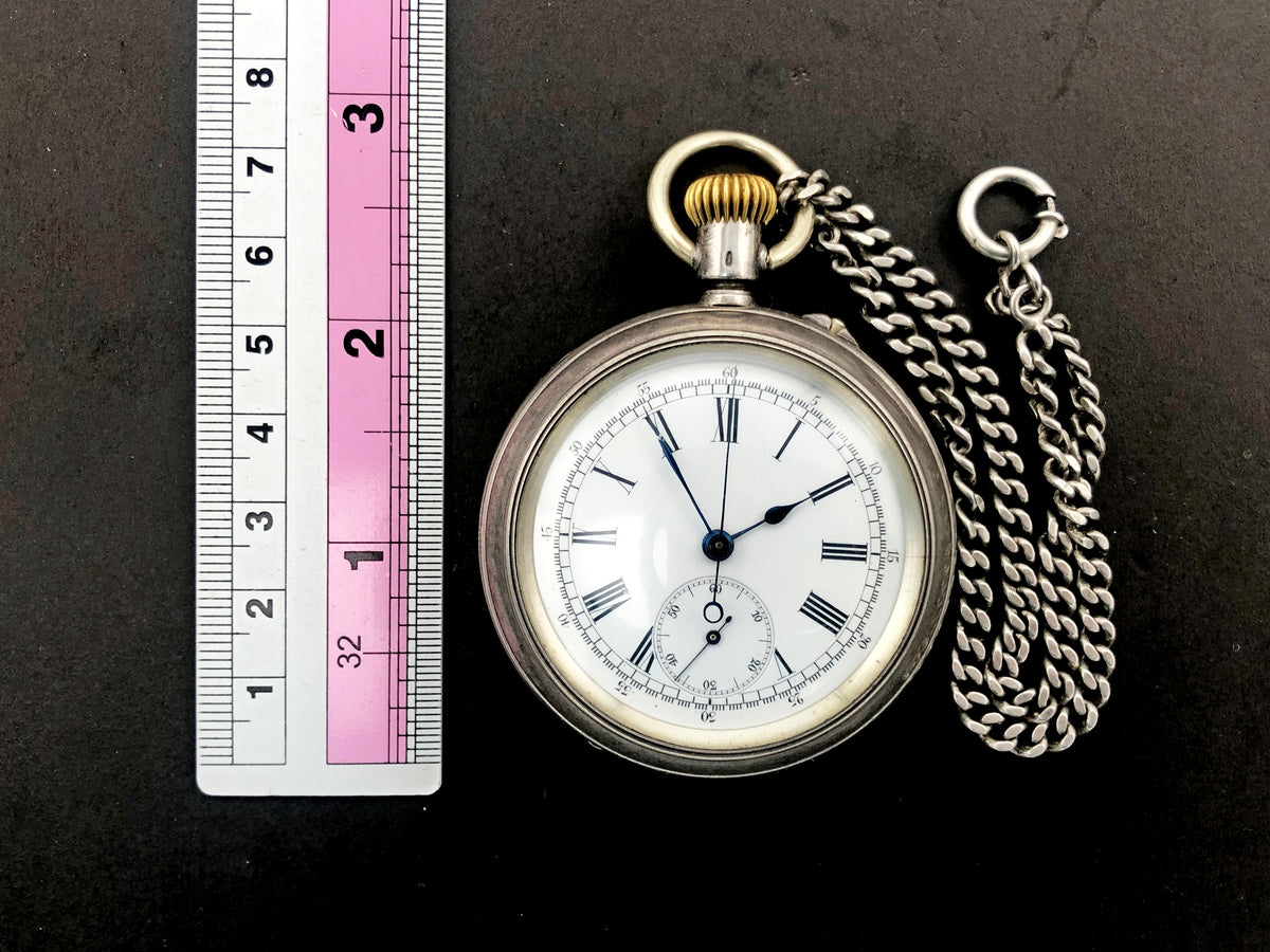 Vintage Swiss Chronograph Pocket Watch – Silver 84 / 0.875, Russian Empire Export (c. 1890s)