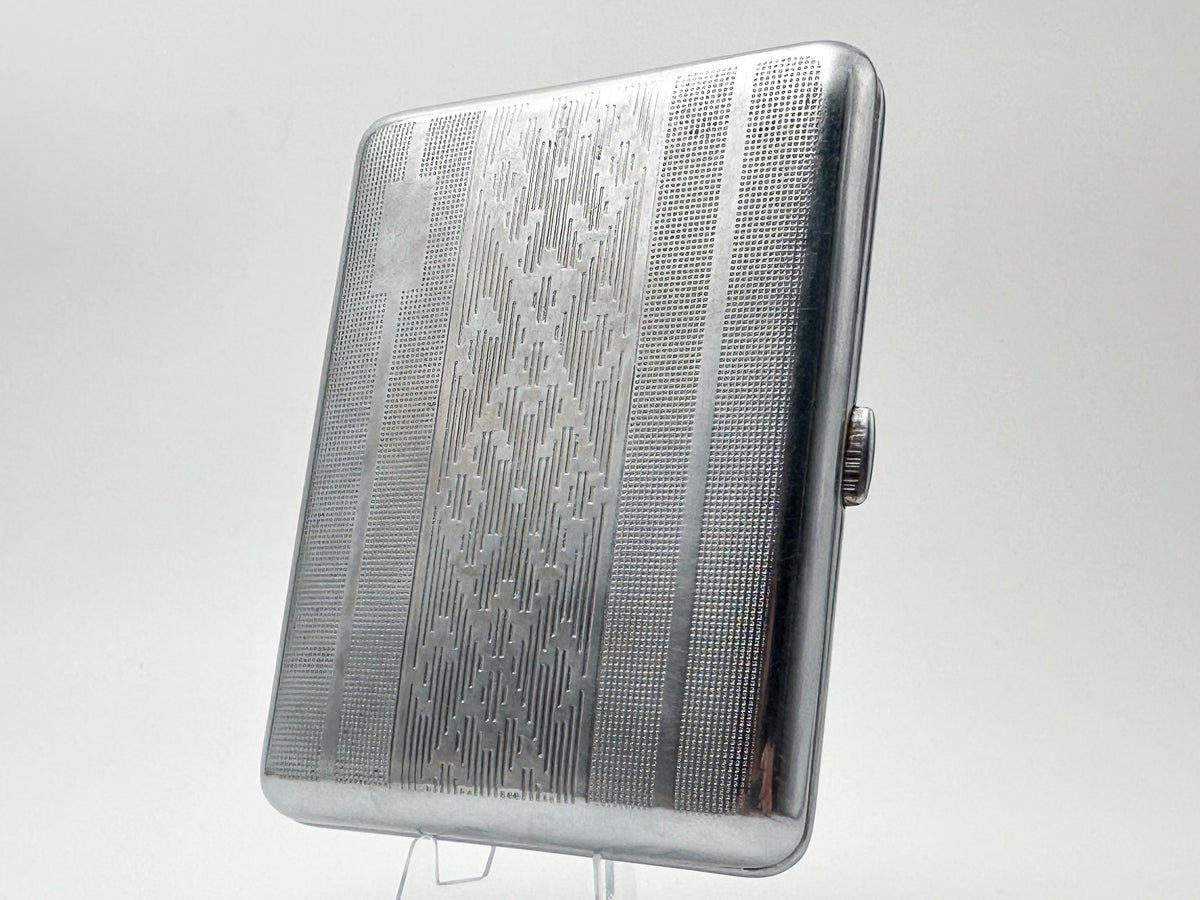 Vintage Geometric Embroidery Pattern Cigarette Case | Folk Motif Pocket Box Soviet Tobacciana USSR