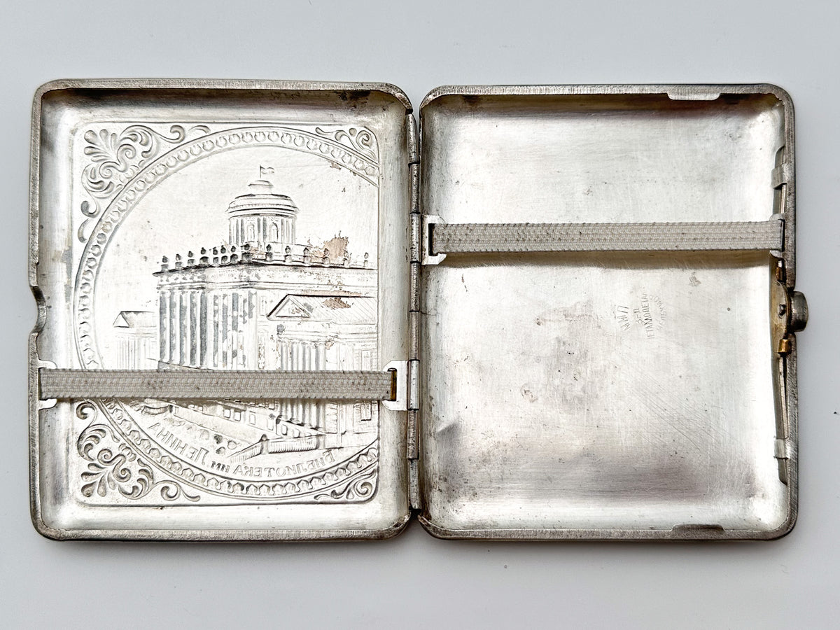Cigarette Case Lenin Library Vintage Soviet | MMP Metallodetal Melchior Tobacciana USSR