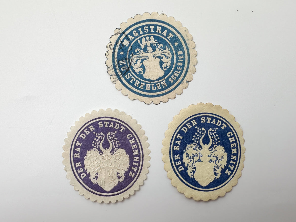 1890–1910s Germany Imperial Siegelmarken Collection | Vintage Prussia Official Paper Seal Stamps Set of 14 MH