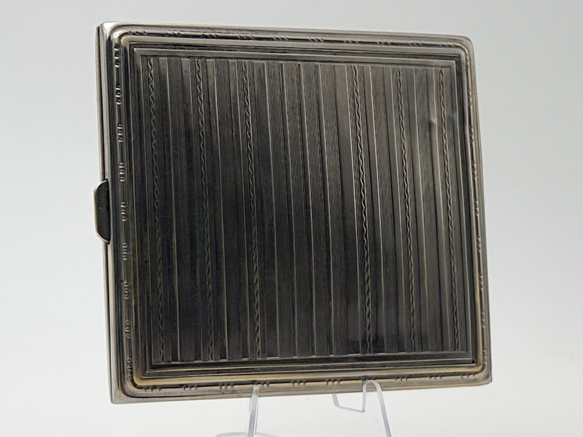 Vintage Art Deco Vertical Stripe Cigarette Case | Classic Geometric Guilloche Pocket Box Tobacciana USSR