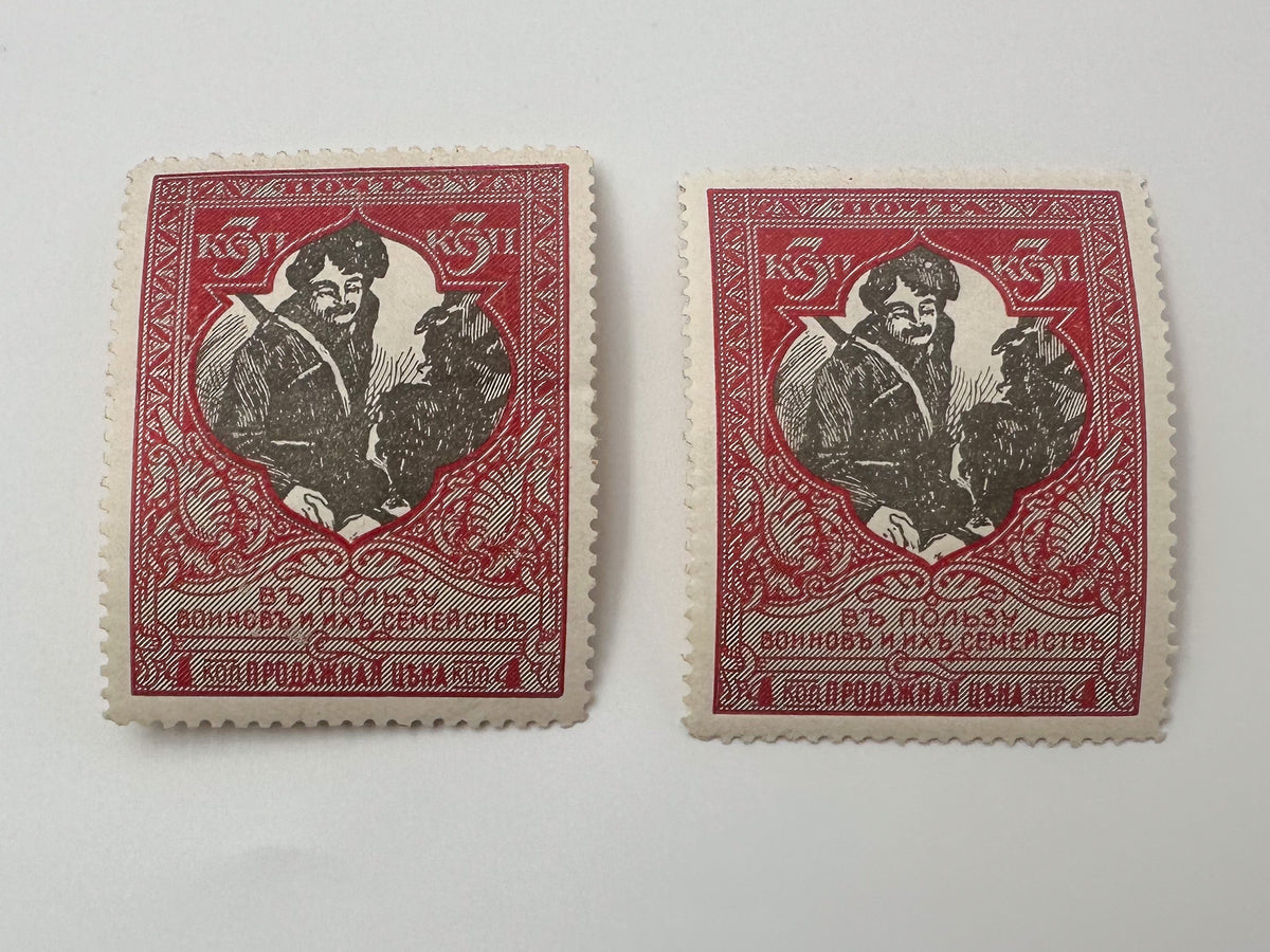 1914 Imperial Russia Postage Stamps Collection | Vintage WWI Warriors Charity Sinking Fund Varieties Set of 10 MH