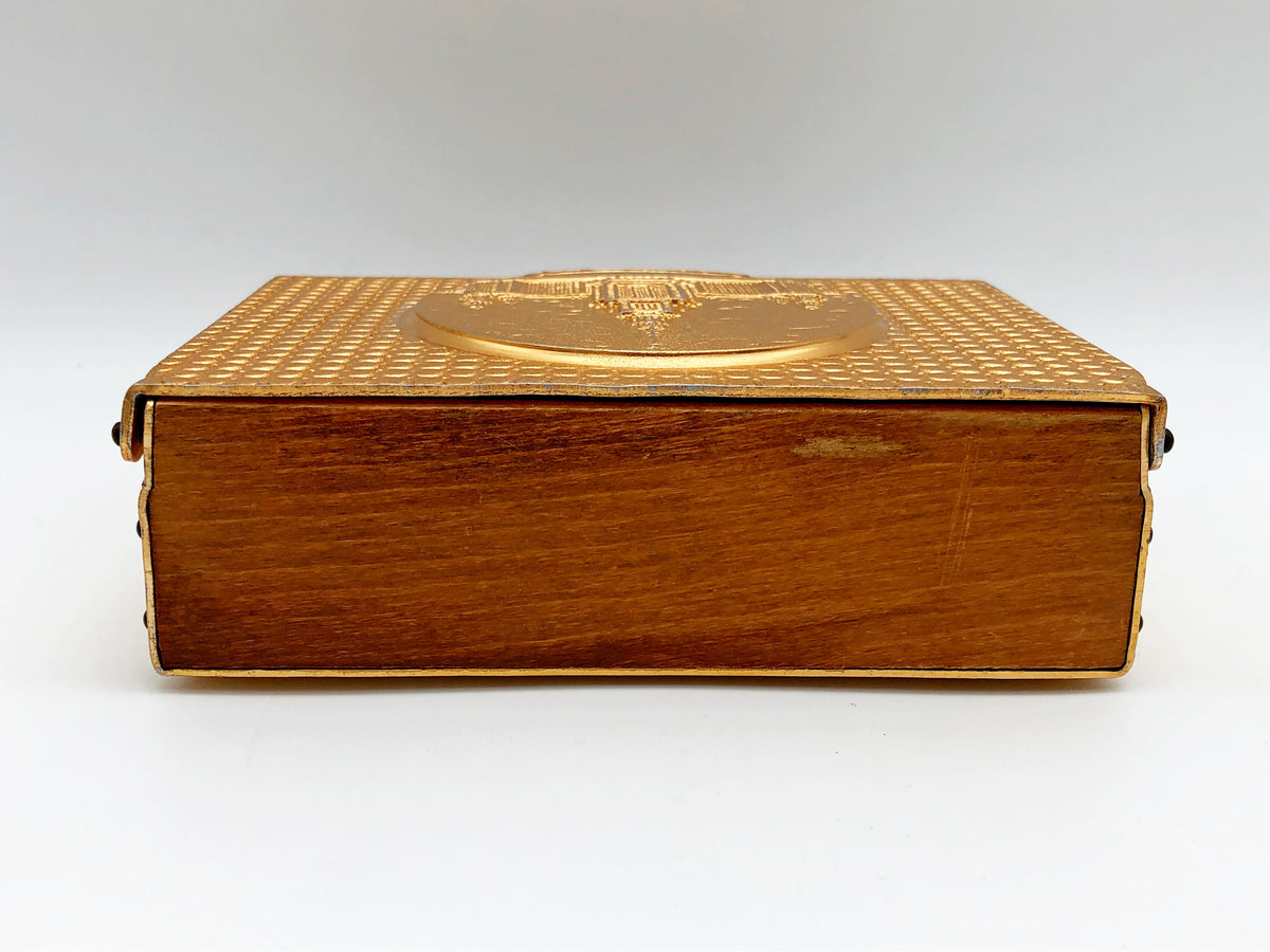 Vintage Cigarette Case Moscow State University |  Wood Aluminum Trinket Box Soviet Tobacciana USSR