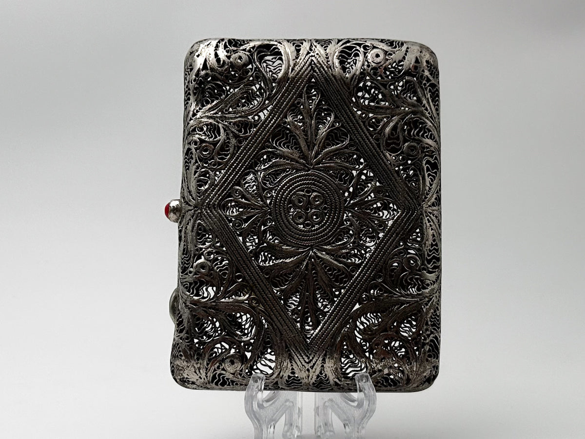 Cigarette Case Kazakovskaya Filigree Vintage | Antique Silver Plated Openwork Tobacciana USSR