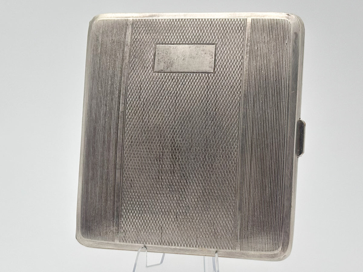 Vintage OES Pisek Geometric Guilloche Cigarette Case | Rare Czechoslovak Power Union Metal Tobacciana