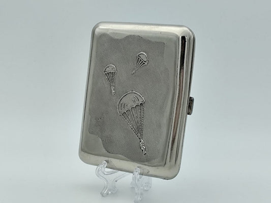 Vintage Airborne Forces Three Parachutists Cigarette Case | Lenemalier Pocket Box Soviet Tobacciana USSR
