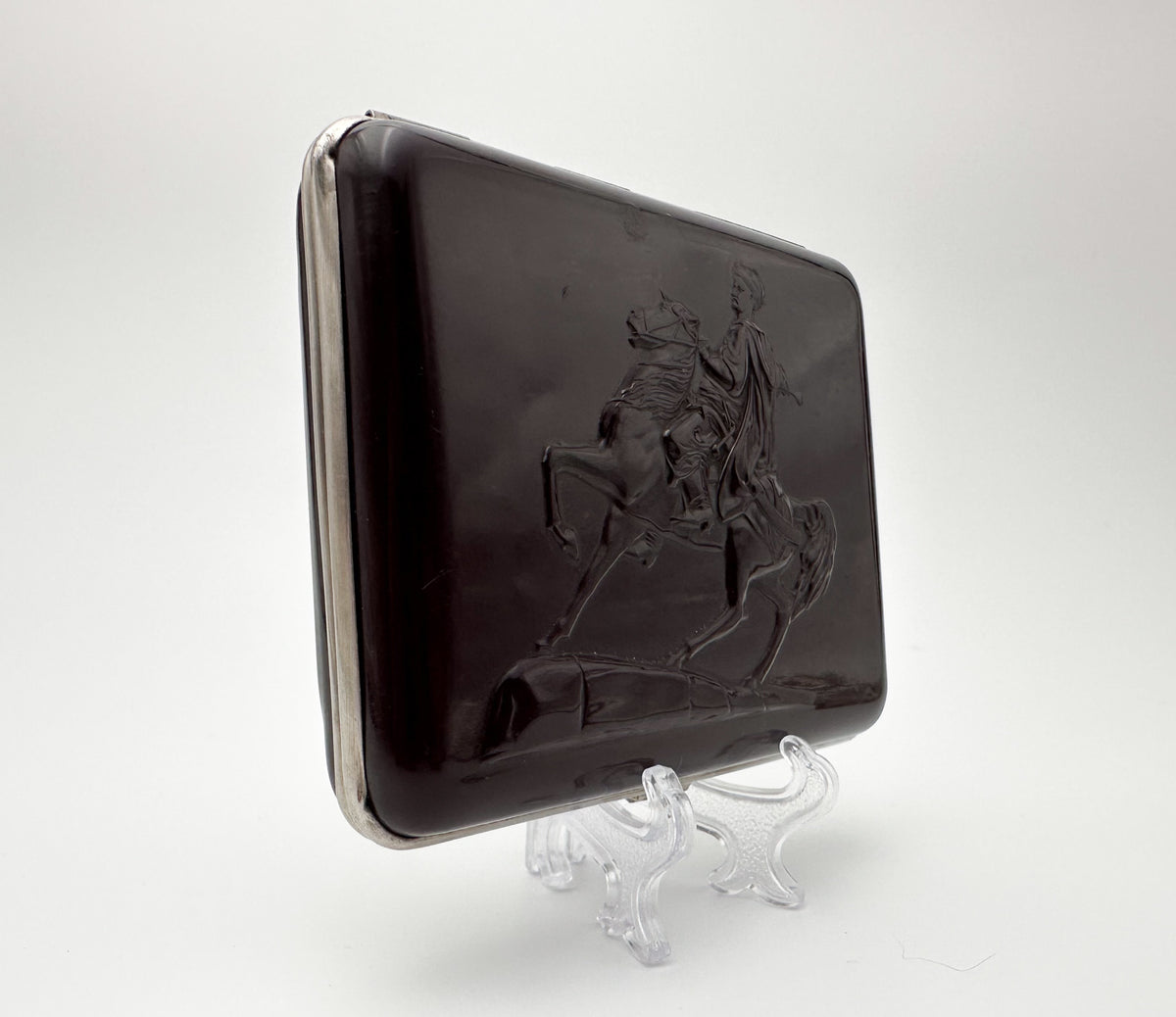 Vintage Bohdan Khmelnitsky Textolite Cigarette Case | Ukrainian Cossack Leader Pocket Box Tobacciana USSR