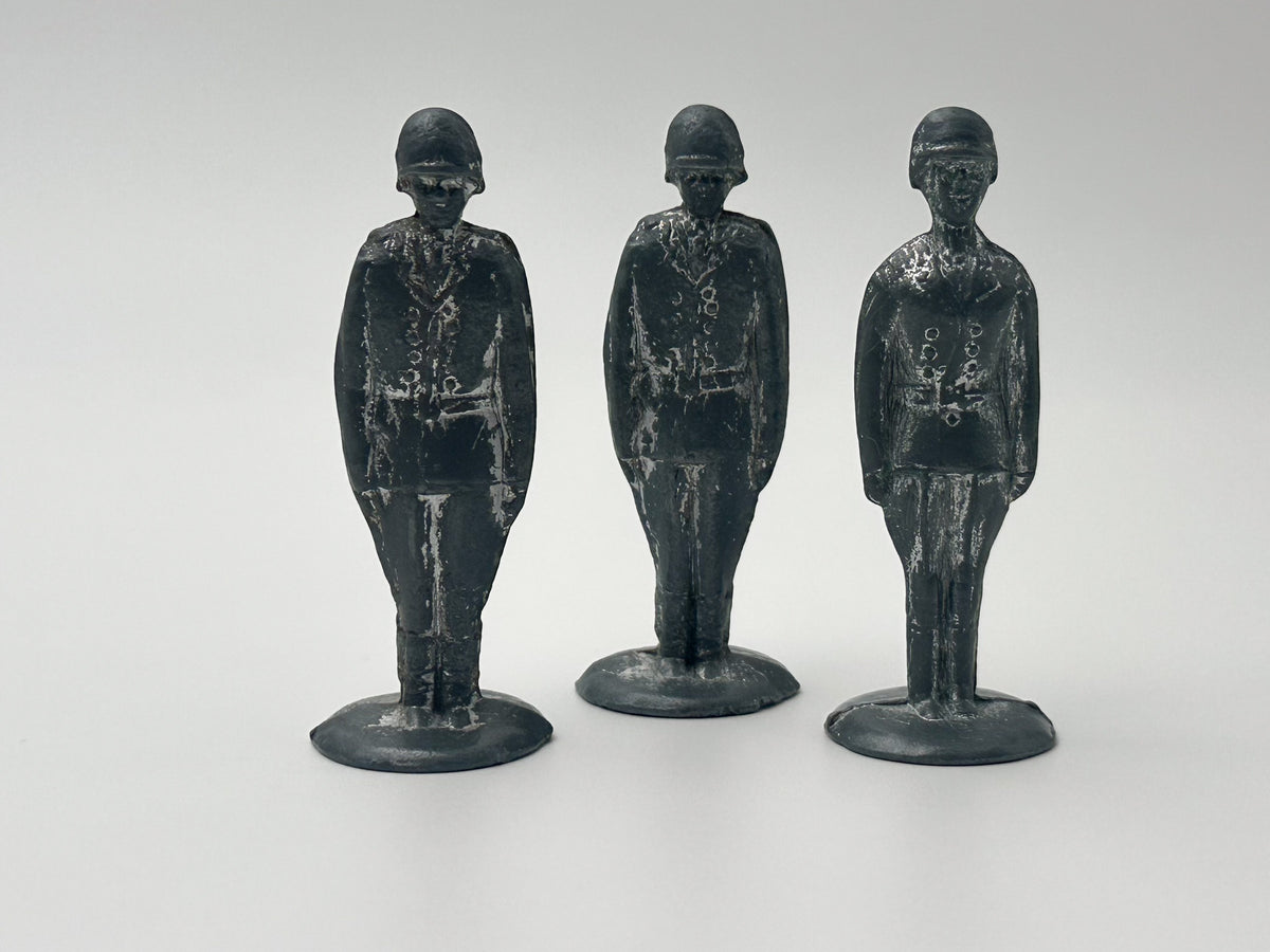 Vintage Soviet Metal Toy Soldiers "Stolbiki" Trio | USSR Zamak Cast Figures BAZ