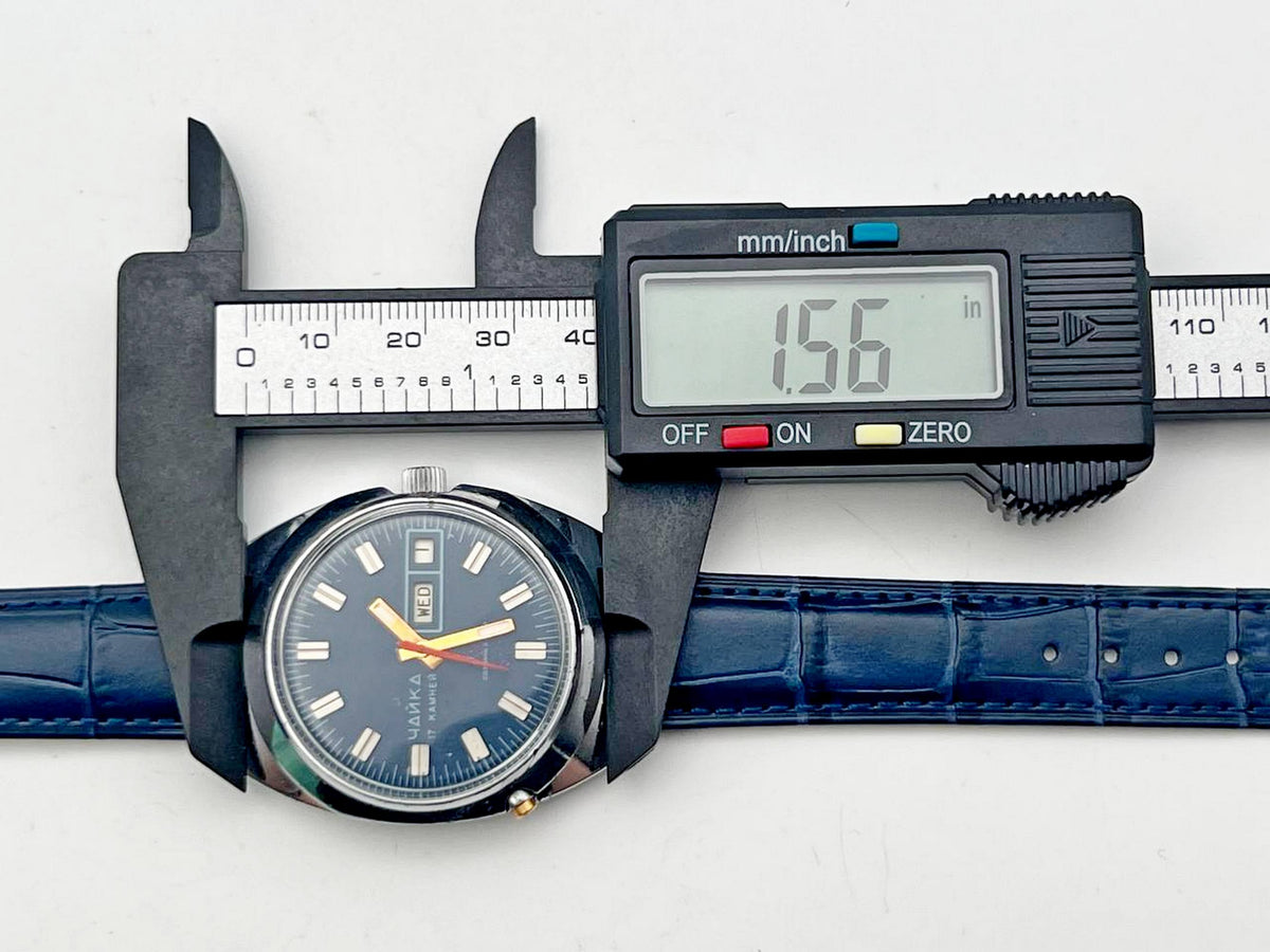 Vintage CHAYKA 2628 Soviet Mechanical Watch | Rare Blue Dial 17 Jewels USSR Dust-Proof Double-Calendar Men's Wristwatch