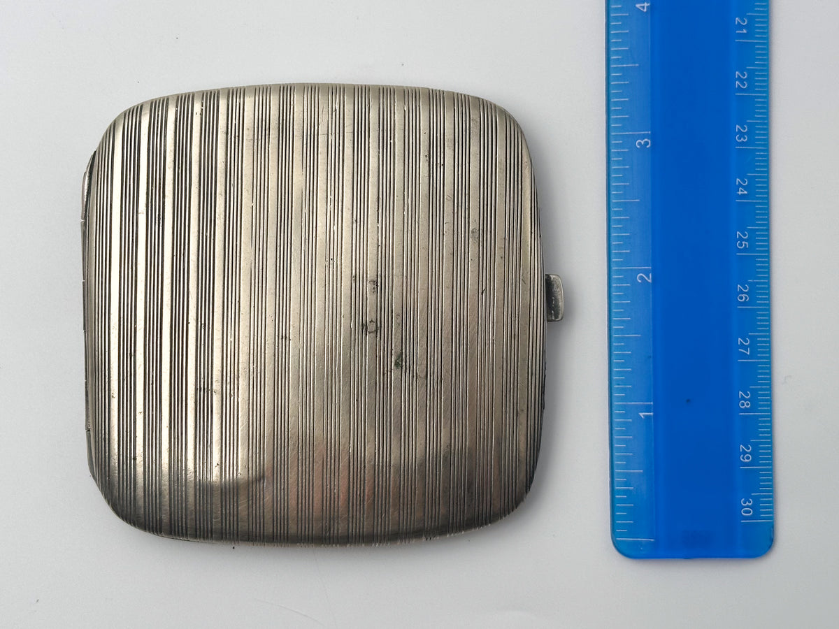 Ladies Cigarette Case Alpacca Vintage | Art Deco Ribbed Pattern Tobacciana