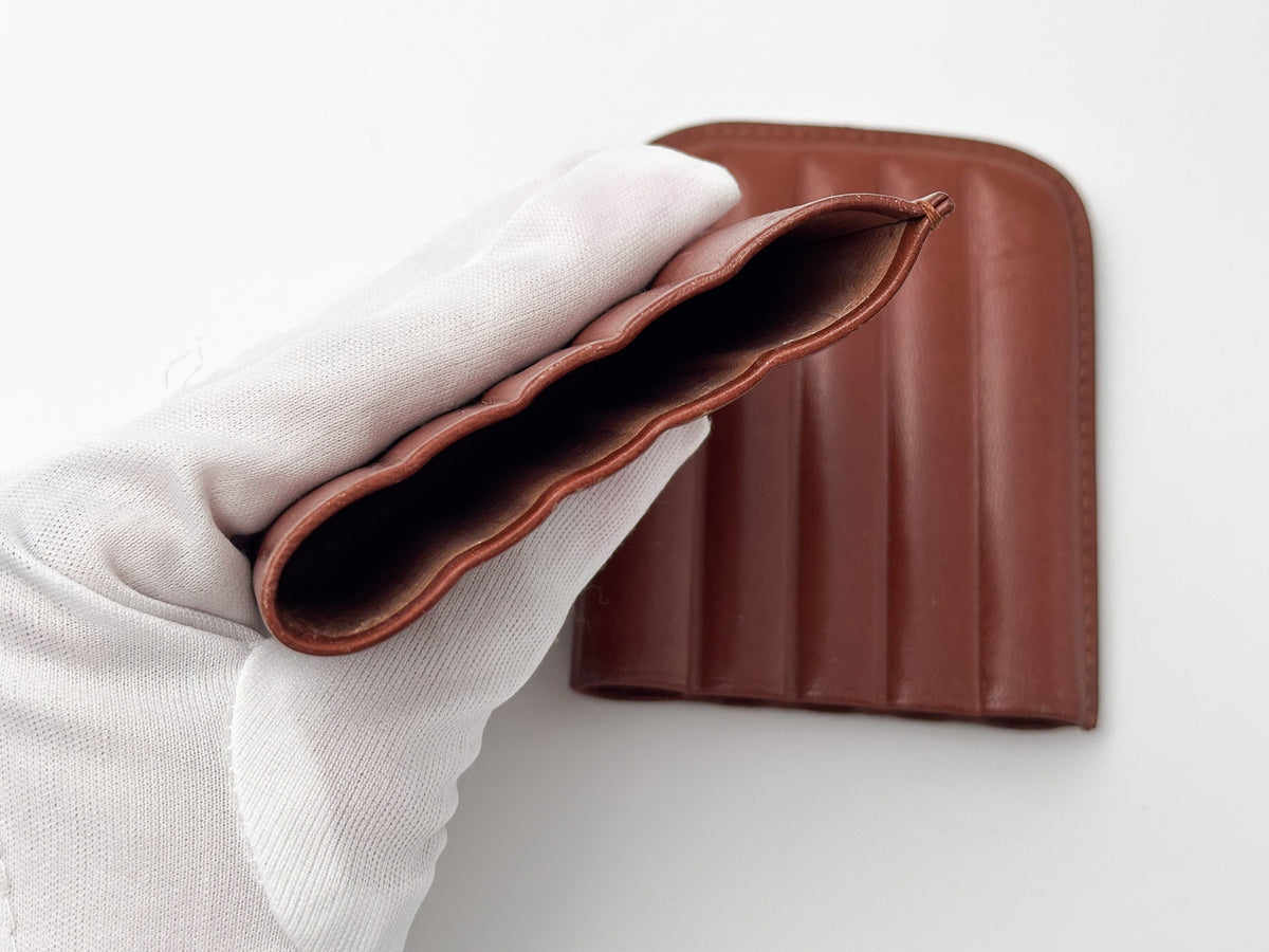 Cigar Case Justus van Maurik Vintage Brown Leather | Telescopic Pocket Cigarillo Holder Tobacciana Dutch
