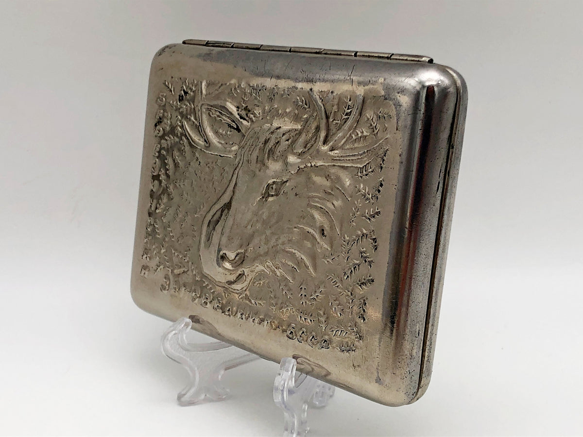 Vintage Berezinsky Reserve Moose Cigarette Case | Belorussian BSSR Wildlife Pocket Box Soviet Tobacciana USSR