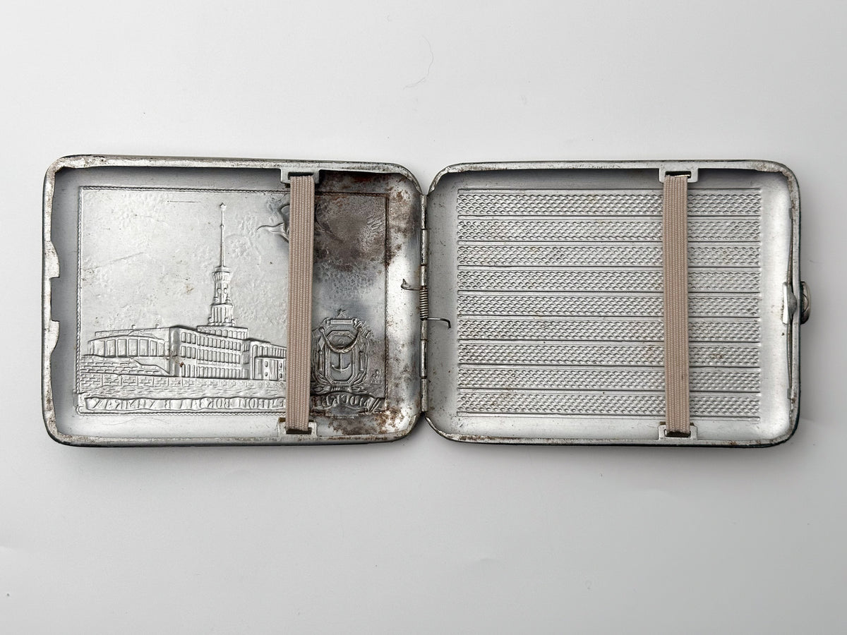 Vintage Northern River Station Cigarette Case | Mosshtamp Pocket Box Soviet Tobacciana USSR