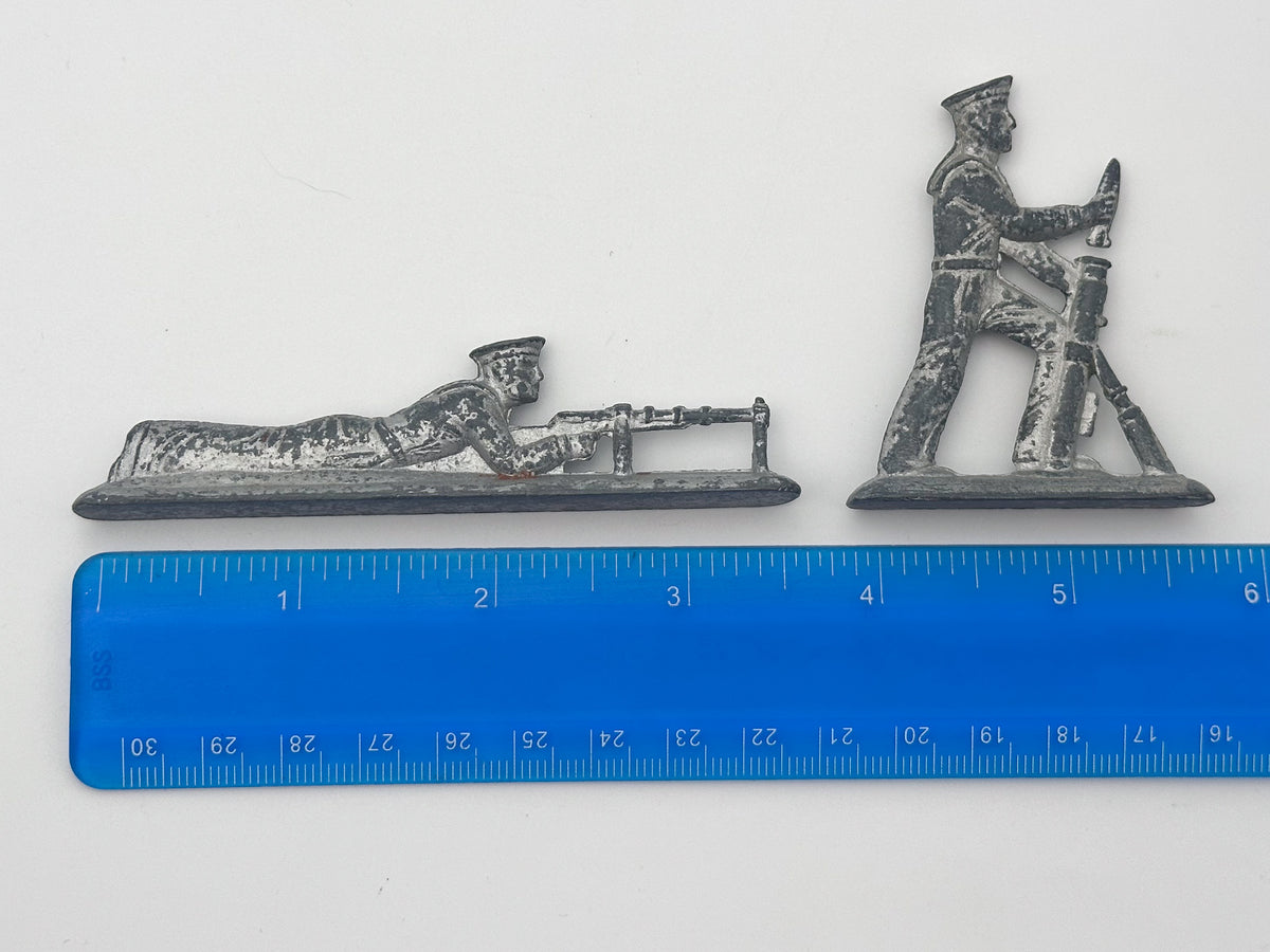 Set of 4 Vintage Soviet Metal Toy Soldiers | USSR Military Border Guards Miniatures