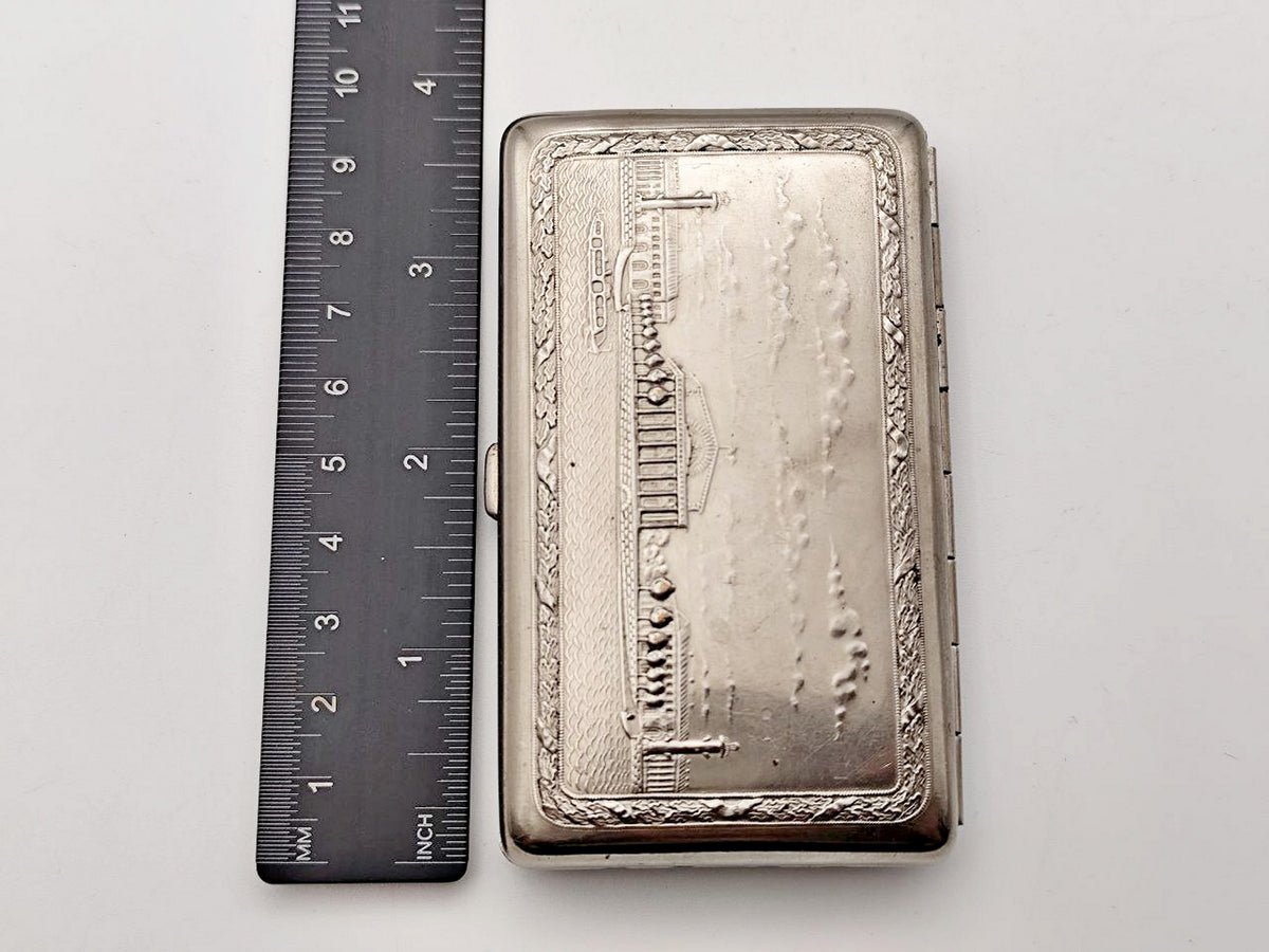 Vintage Leningrad Rostral Columns Mini Cigarette Case | Lenemalier Pocket Box Soviet Tobacciana USSR