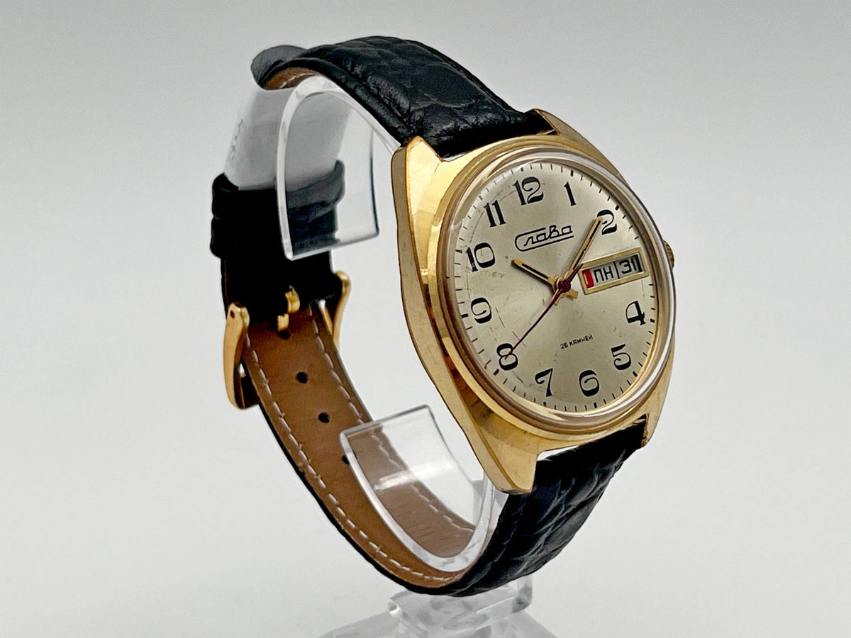 Vintage SLAVA 2428 AU 5 Soviet Mechanical Watch | Gilding  Wristwatch USSR Watch
