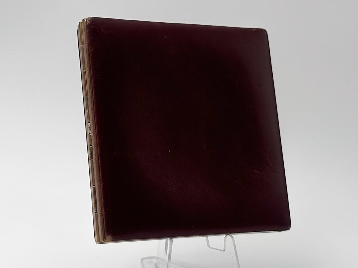 Vintage Cigarette Case Burgundy Leather Brass | Metal Pocket Box Retro Tobacciana