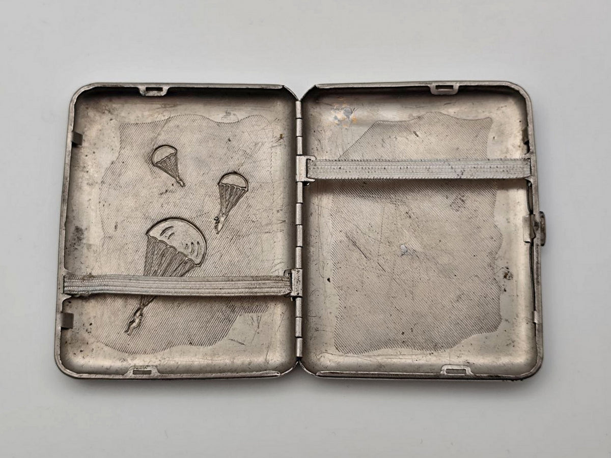 Vintage Airborne Forces Three Parachutists Cigarette Case | Lenemalier Pocket Box Soviet Tobacciana USSR
