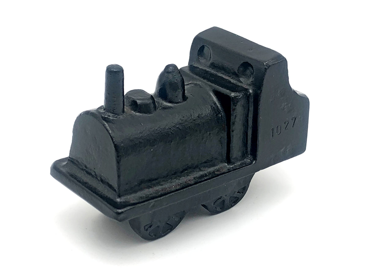 Vintage Cast Iron Black Steam Locomotive Train Paperweight Toy Model | Antique "1027" Miniature Engine