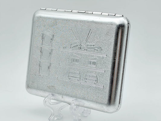 Vintage Traffic Rules Light Cigarette Case | Retro Car Accident Pocket Box Tobacciana USSR