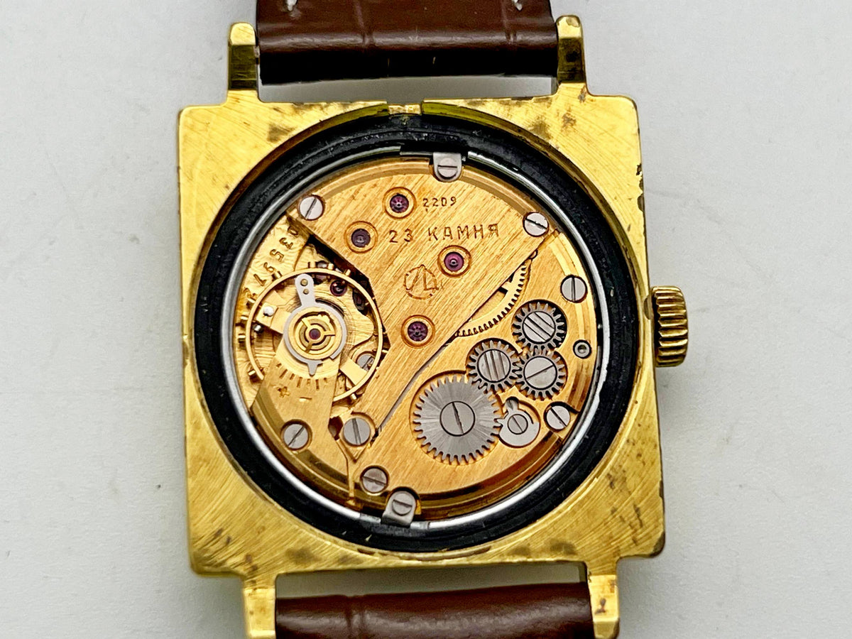 Vintage LUCH 2209 AU 20 Square Soviet Mechanical Watch | Gilding  Wristwatch USSR Watch