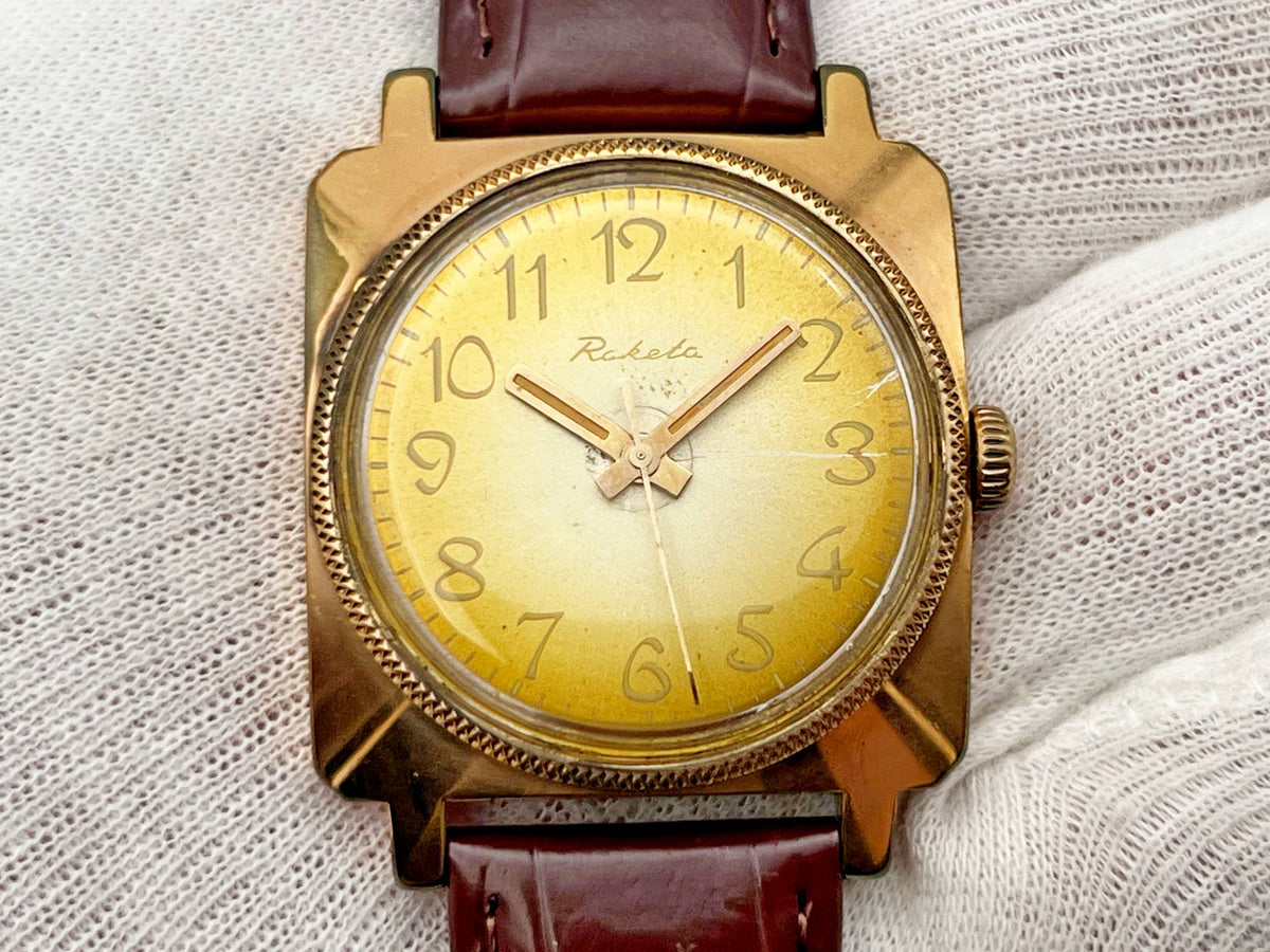 Vintage Raketa 2609 Square AU 20 Soviet Mechanical Watch | USSR Watch