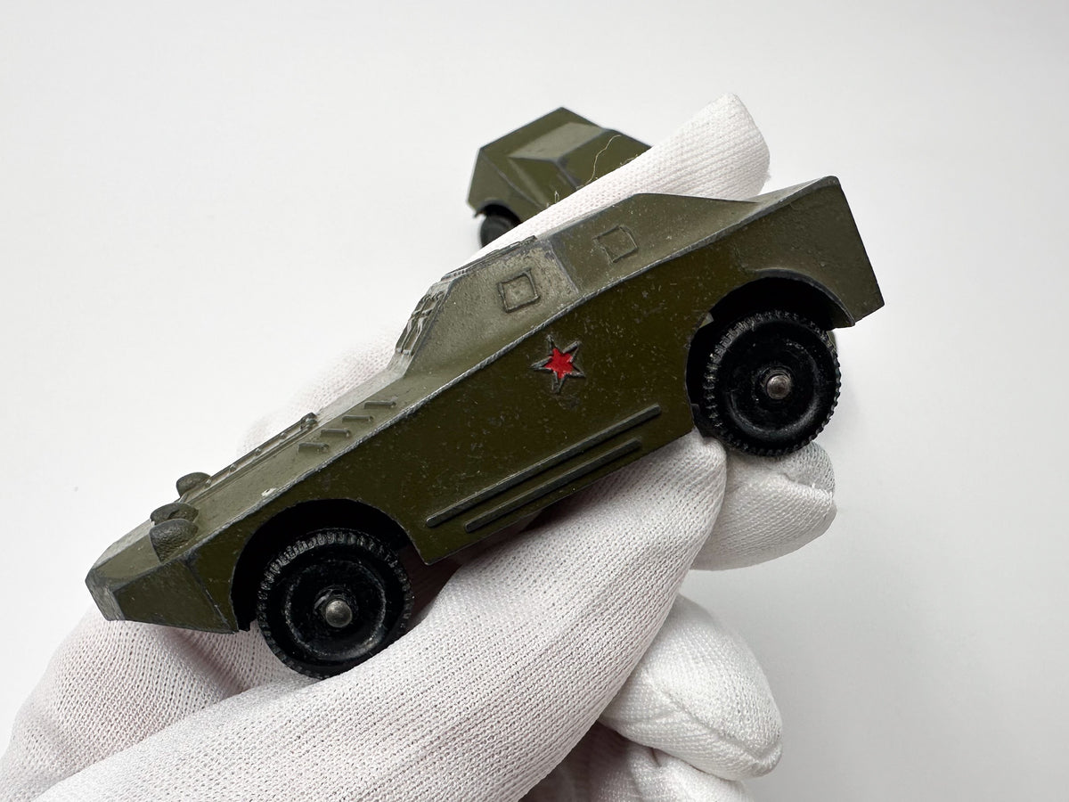 Set of 2 Vintage Soviet BRDM-1 Armored Cars | USSR Diecast Military Toy Vehicles