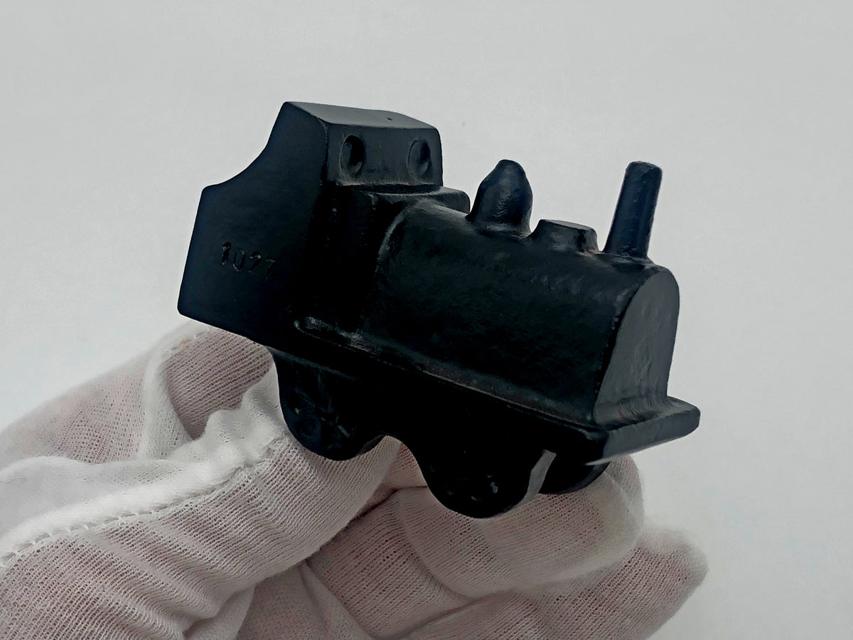 Vintage Cast Iron Black Steam Locomotive Train Paperweight Toy Model | Antique "1027" Miniature Engine